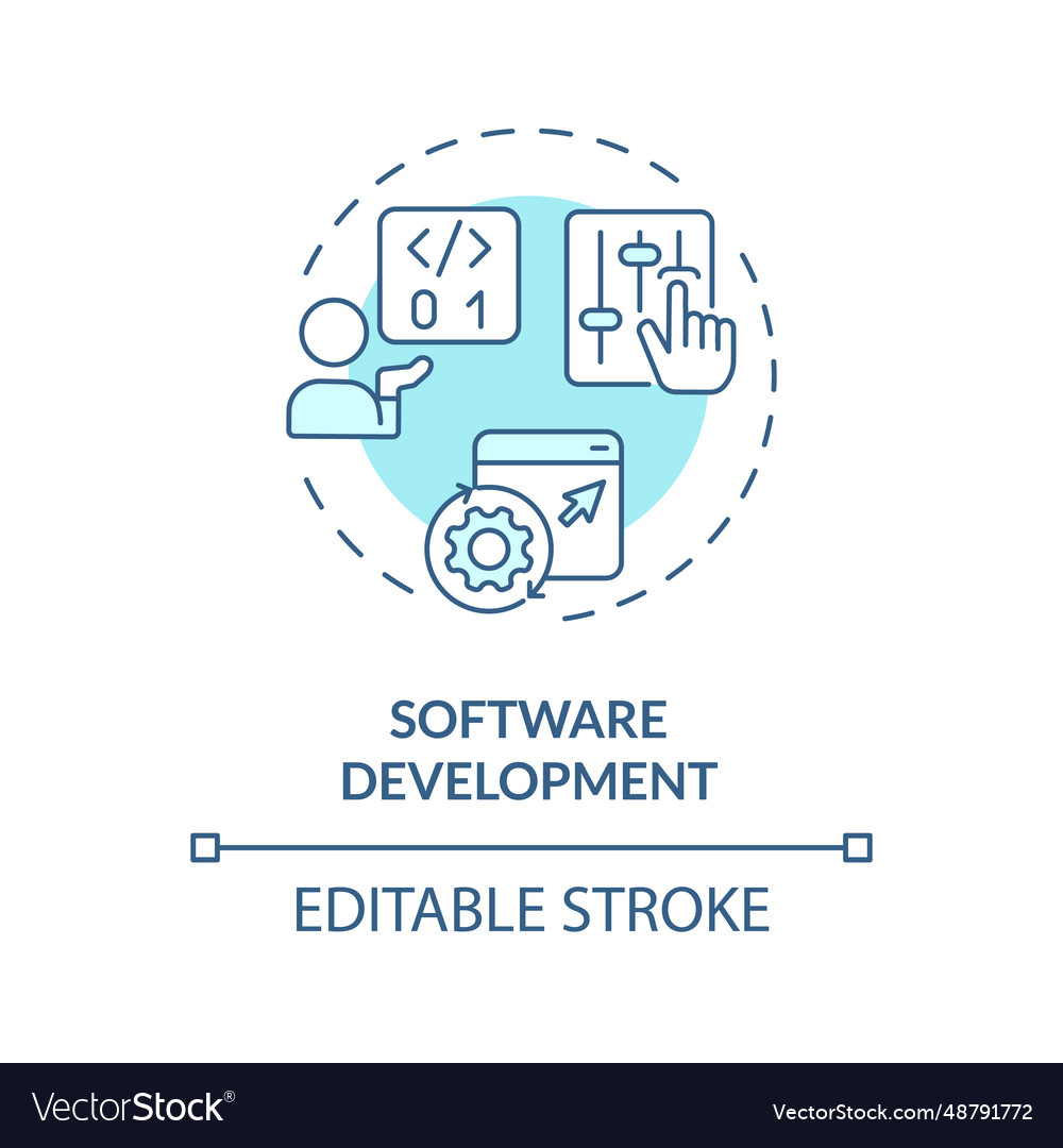 2d blue thin linear icon software development Vector Image