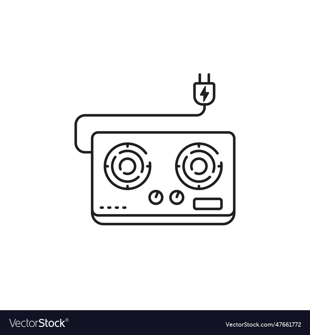 Electric Stove Icon With Linear Style Royalty Free Vector