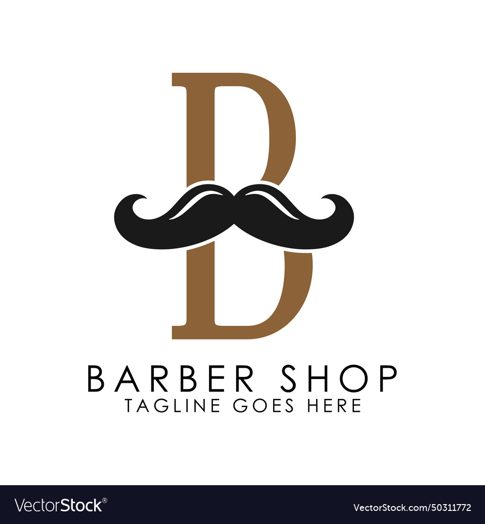 Initial letter b mustache logo design alphabet Vector Image