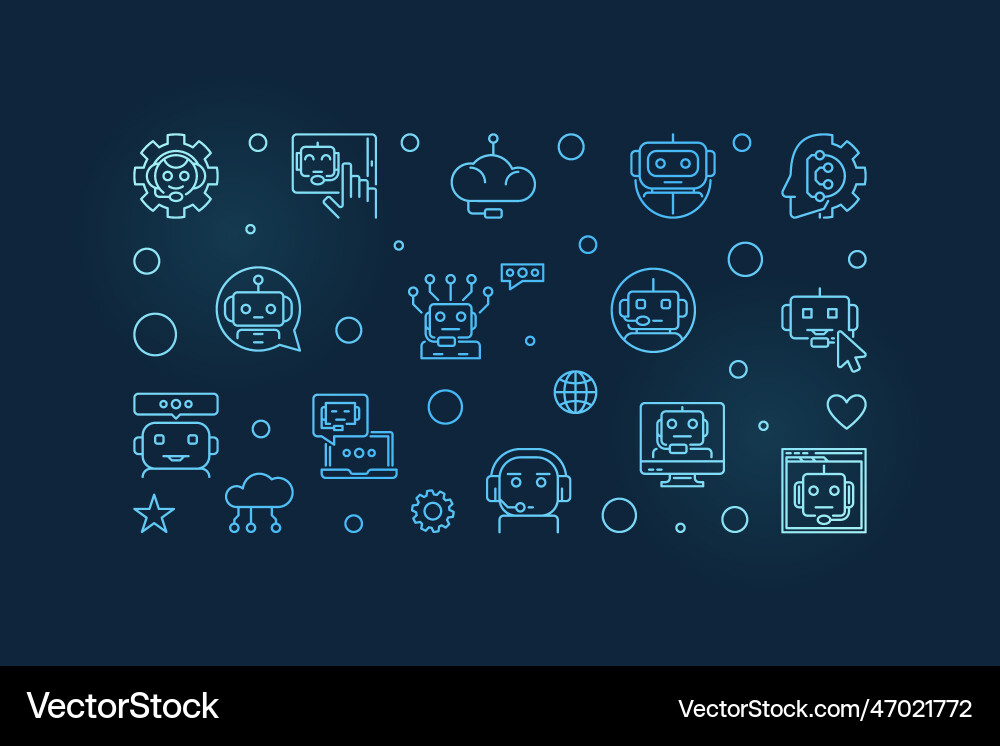 Virtual assistant or chatbot technology blue Vector Image