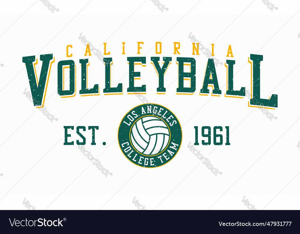 California los angles volleyball tee shirt vector image California los angles volleyball tee shirt