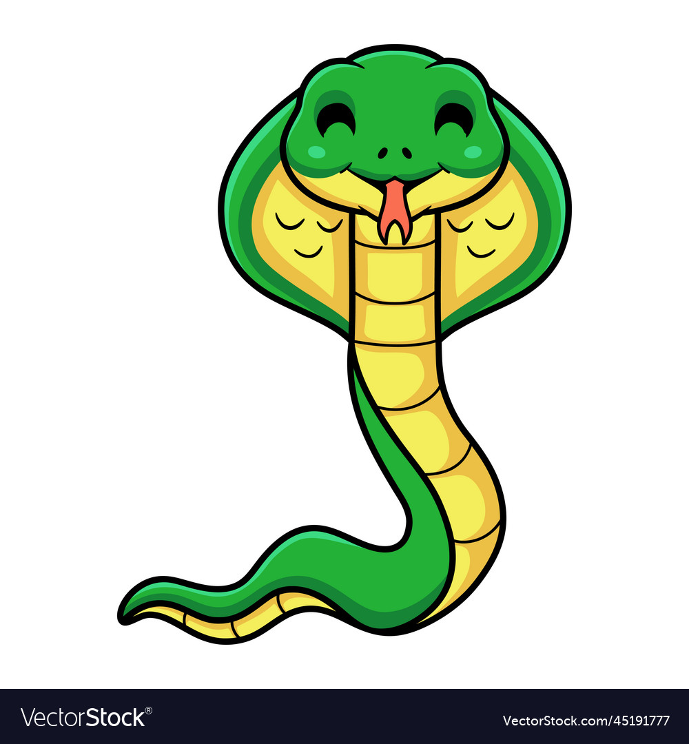 Cute little cobra snake cartoon Royalty Free Vector Image