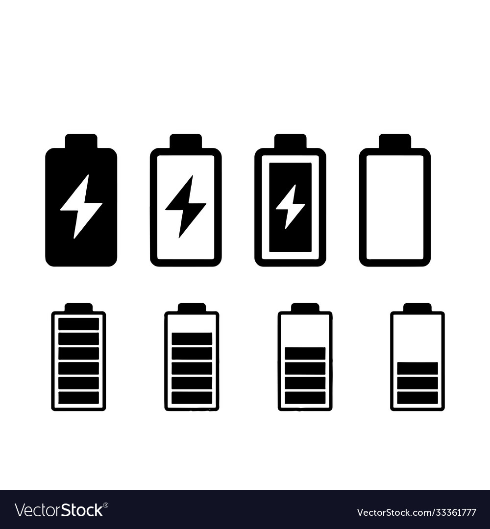 Different battery capacity charge icons with full Vector Image