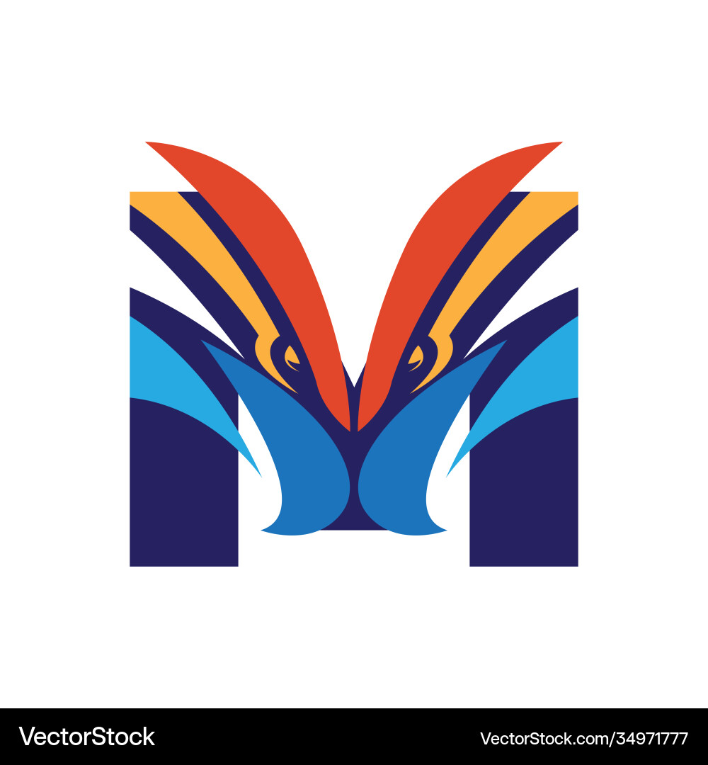 Letter m initial logo with eagle head template Vector Image