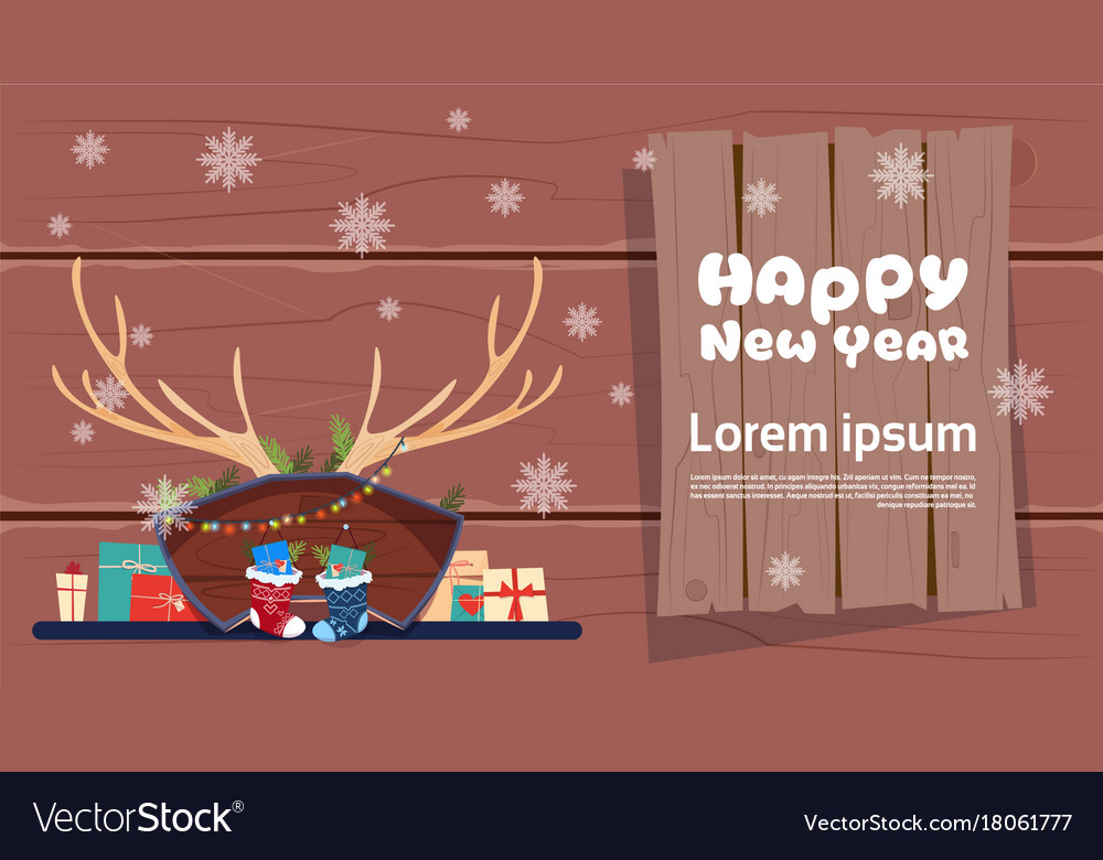 Merry Christmas And Happy New Year Greeting Card Vector Image