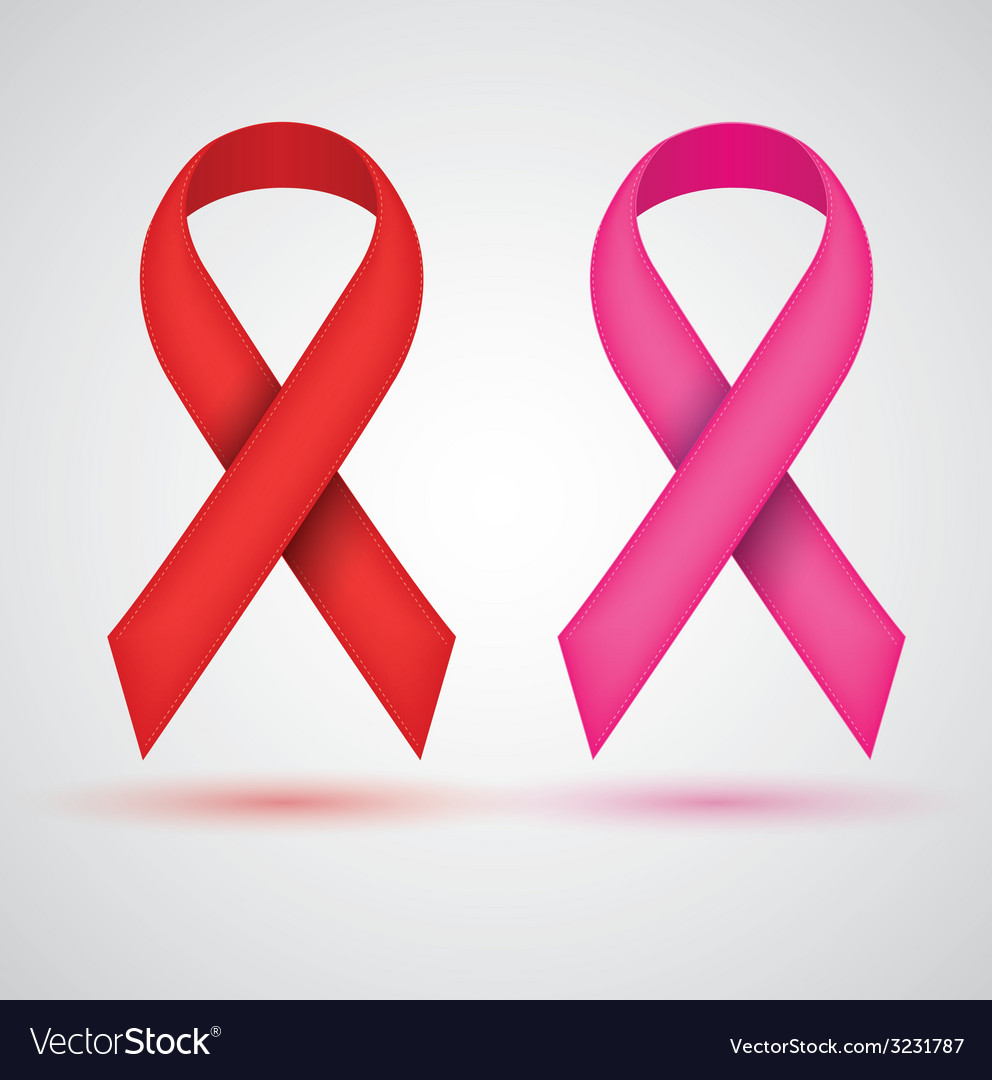 Breast ribbon red and pink Royalty Free Vector Image