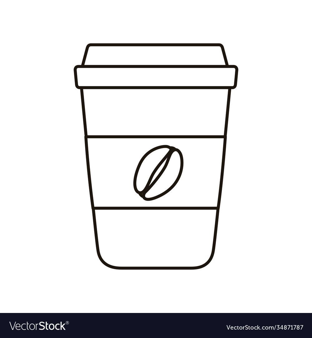 Coffee drink in plastic pot line style icon Vector Image