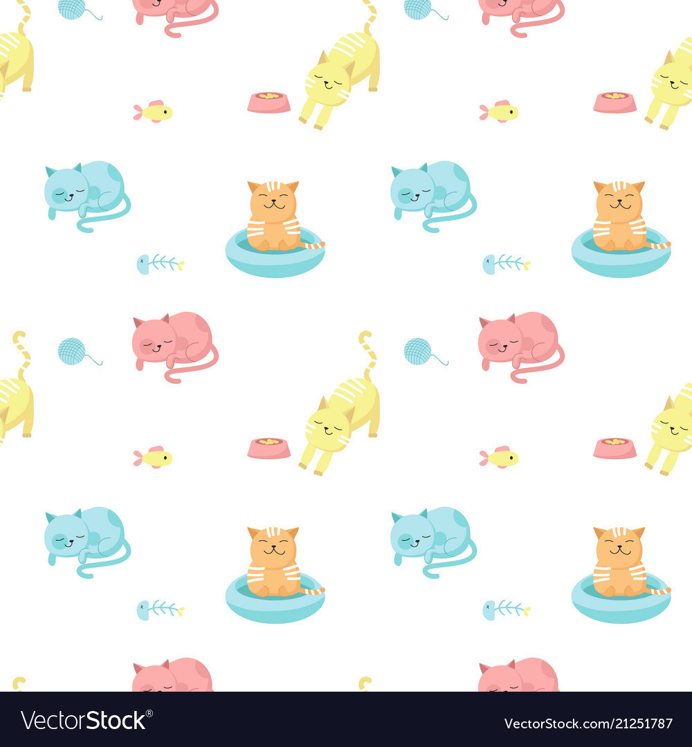 Funny cats seamless pattern vector image Funny cats seamless pattern