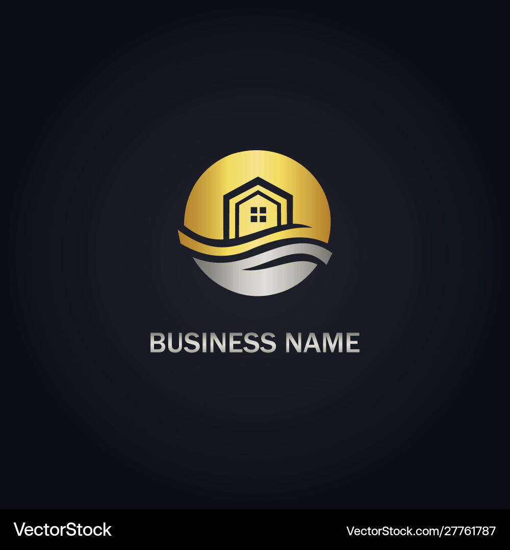Home eco realty gold logo Royalty Free Vector Image