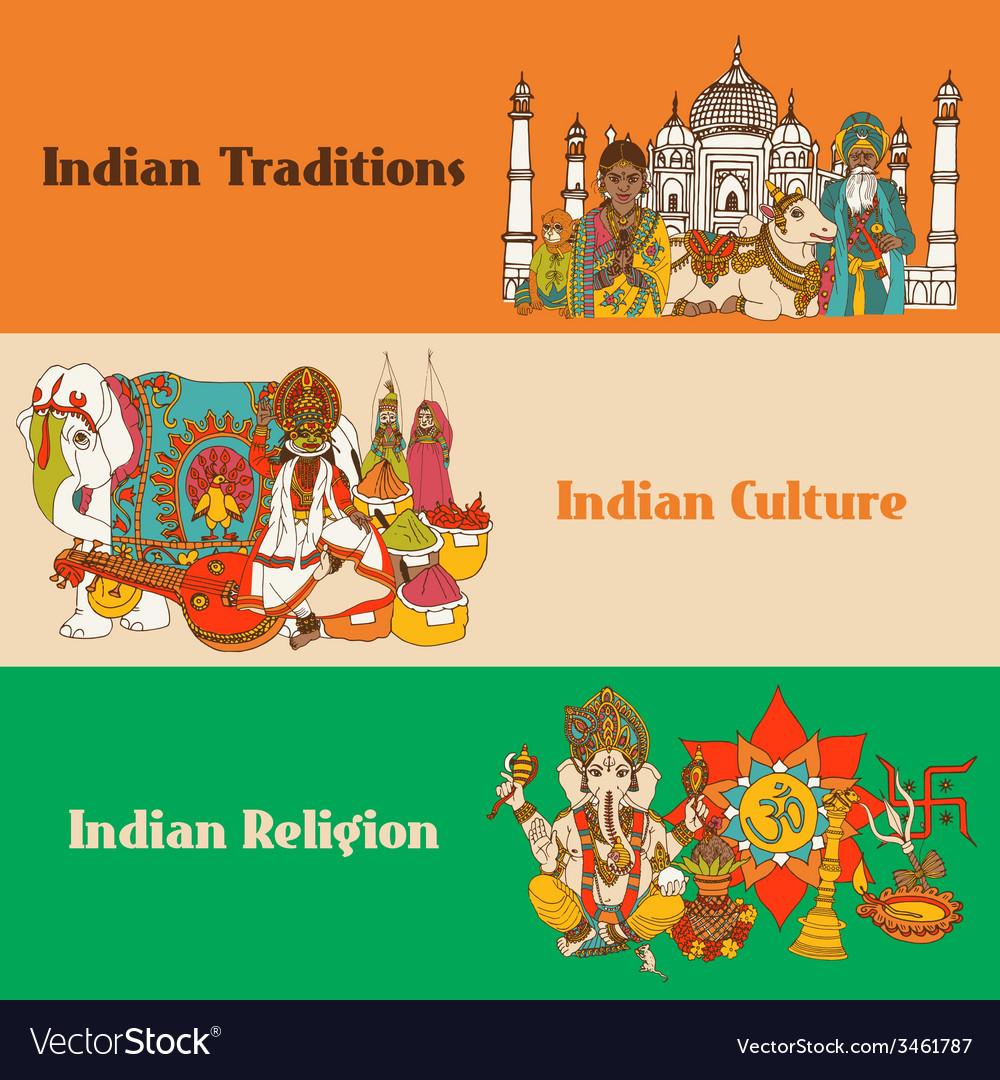 India sketch banners set Royalty Free Vector Image