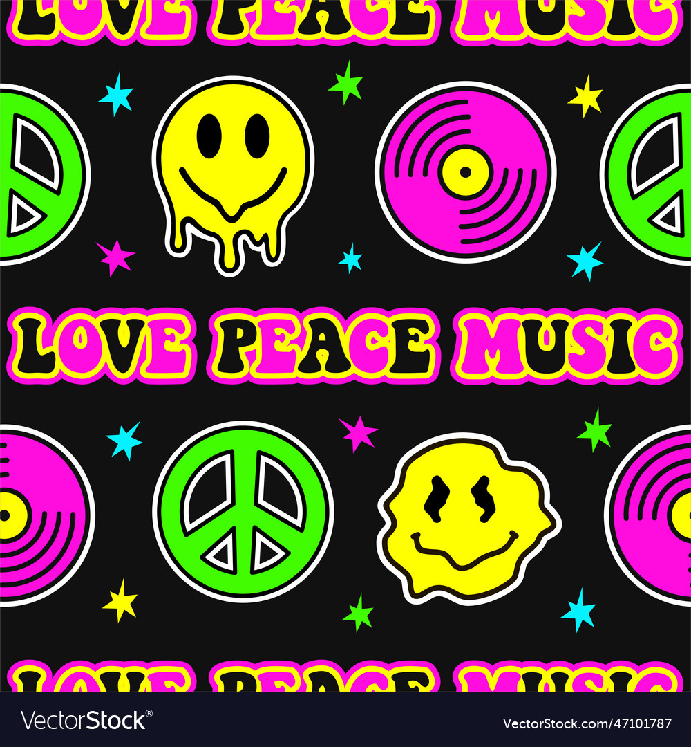 Retro design of peace love and music with peace Vector Image