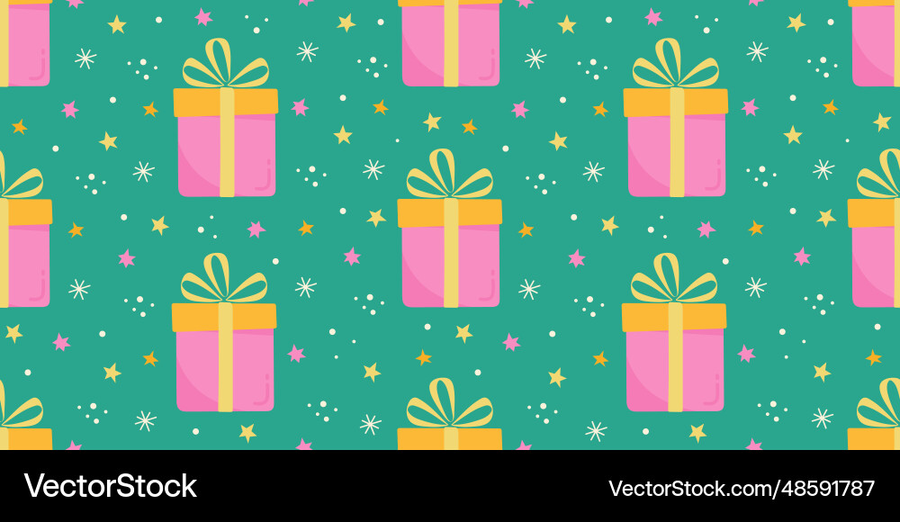 Seamless pattern with hand drawn gift boxes Vector Image