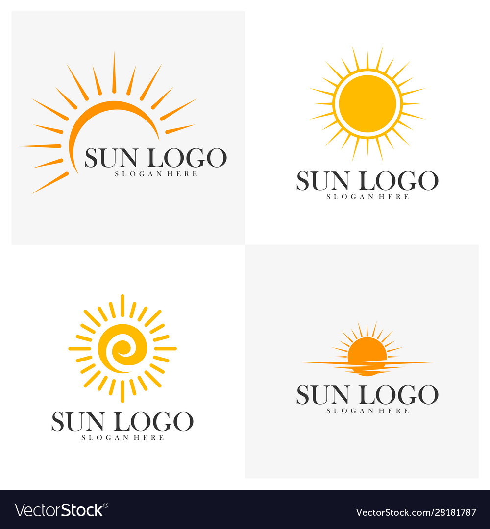 Set sun logo design template icon symbol Vector Image