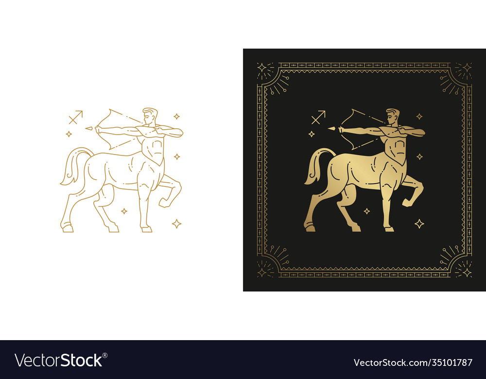 Zodiac Sagittarius Horoscope Sign Line Art Vector Image 1461