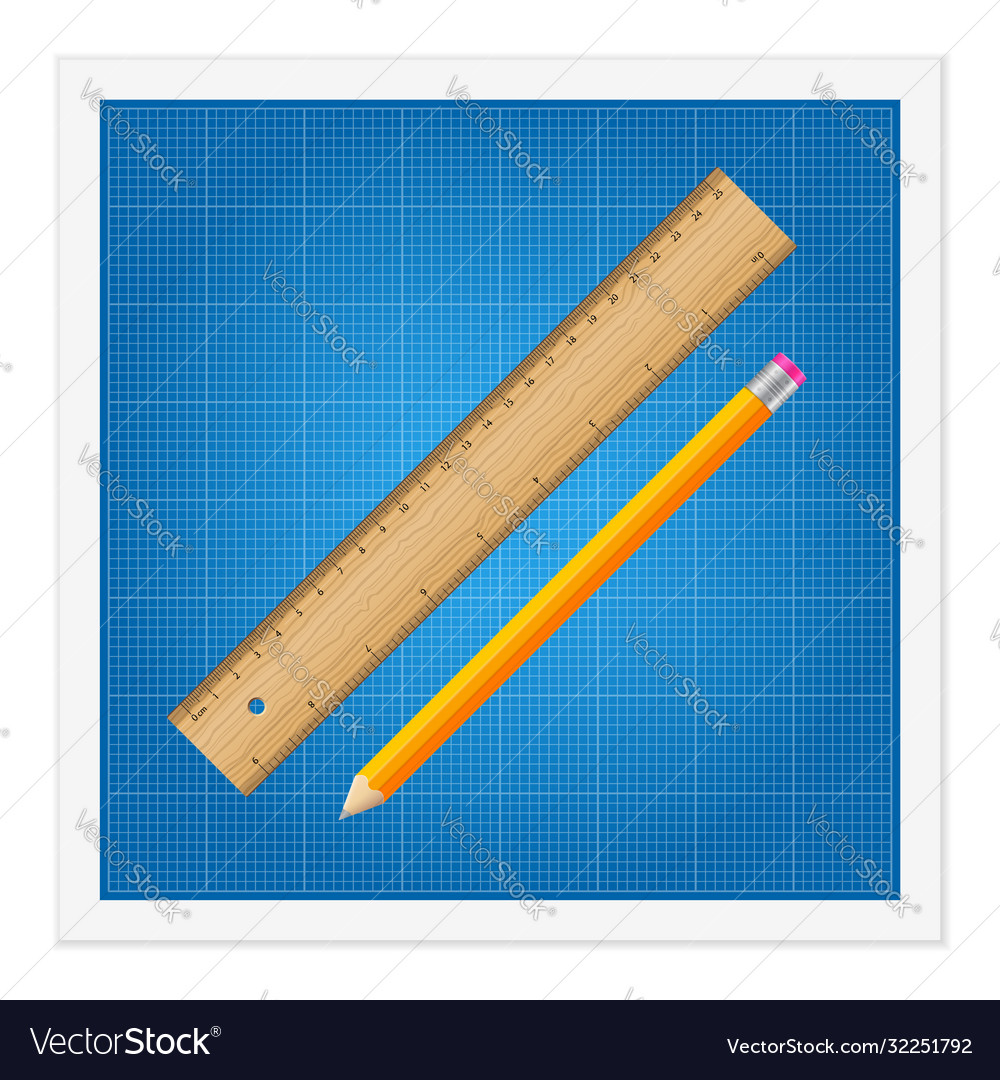 Blueprint and ruler instruments Royalty Free Vector Image