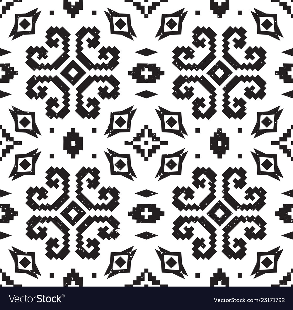 Ethnic geometric pattern in black and white colors vector image Ethnic geometric pattern in black and white colors