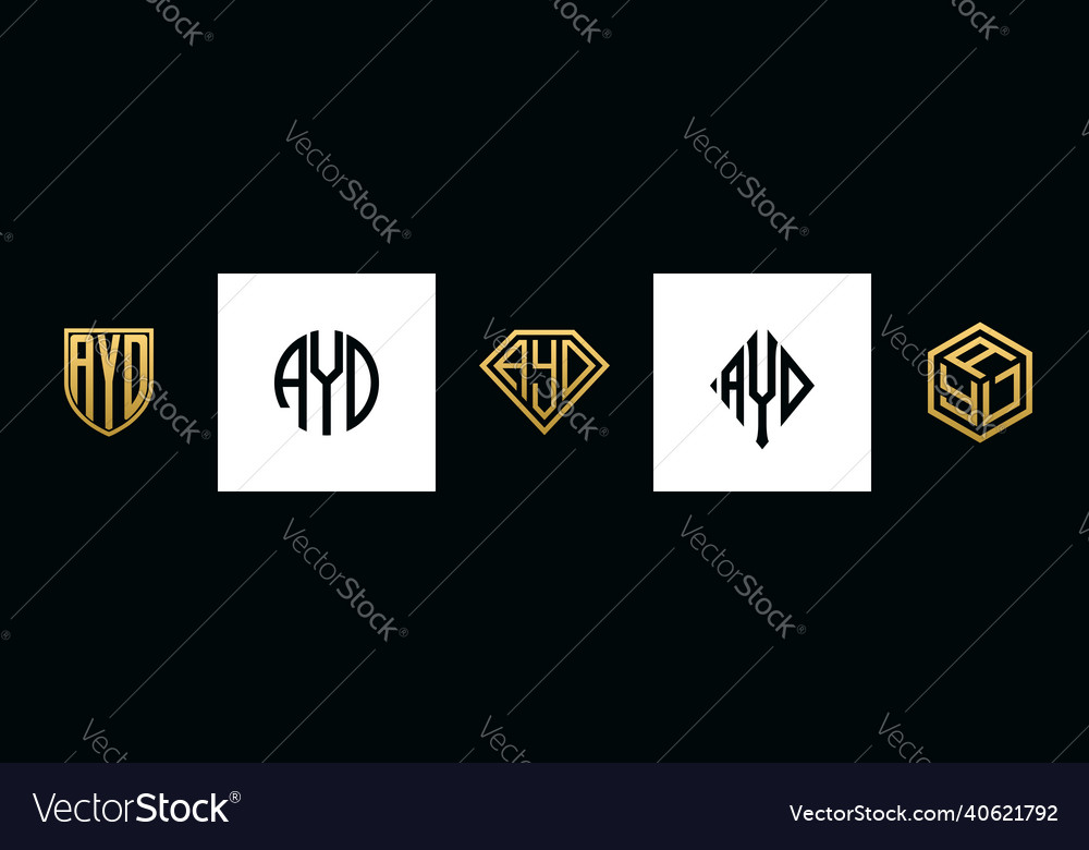 Initial letters ayd logo designs bundle Royalty Free Vector