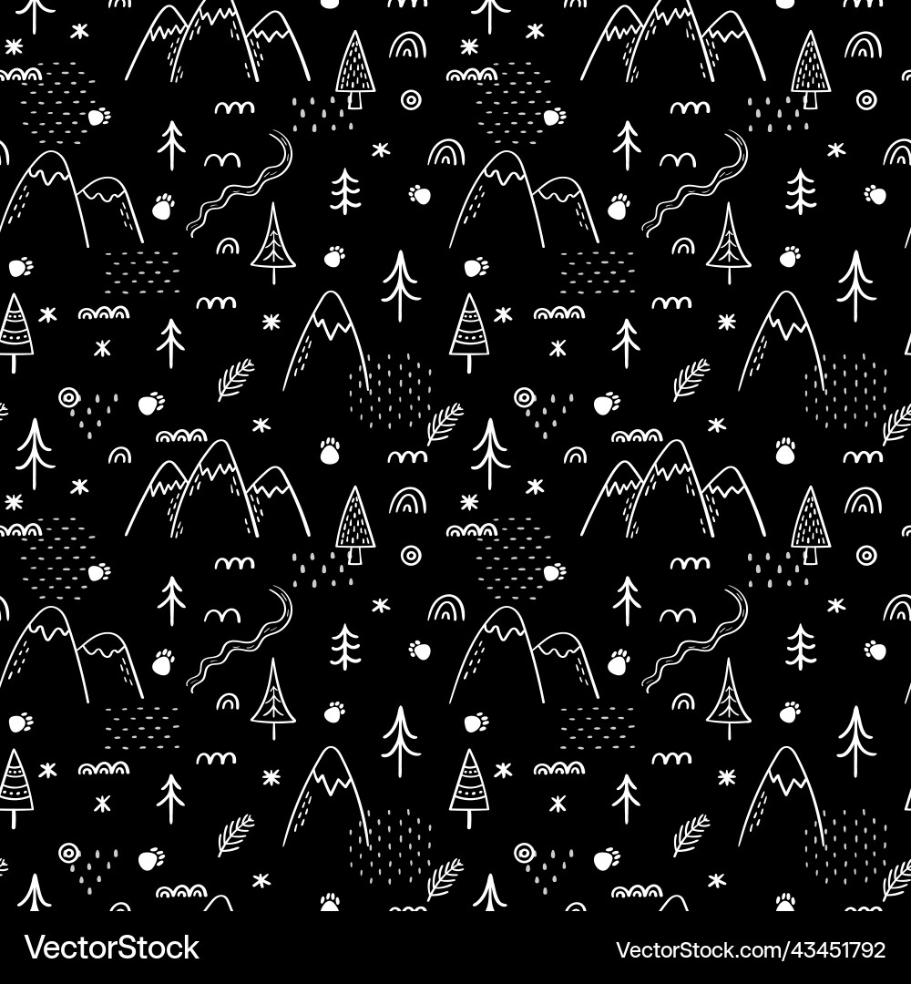 Seamless pattern with forest design scandinavian Vector Image