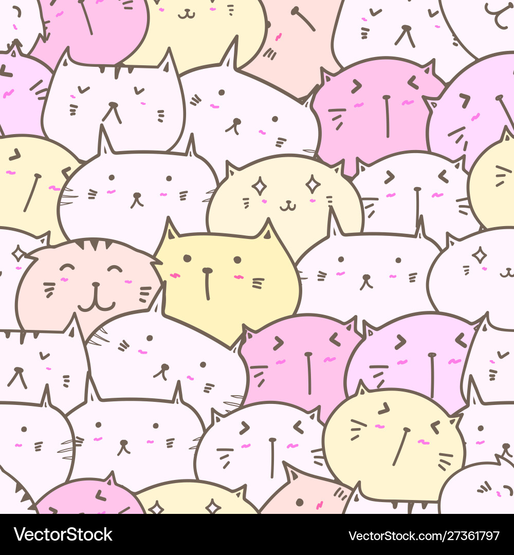 Cute cat seamless pattern background Royalty Free Vector
