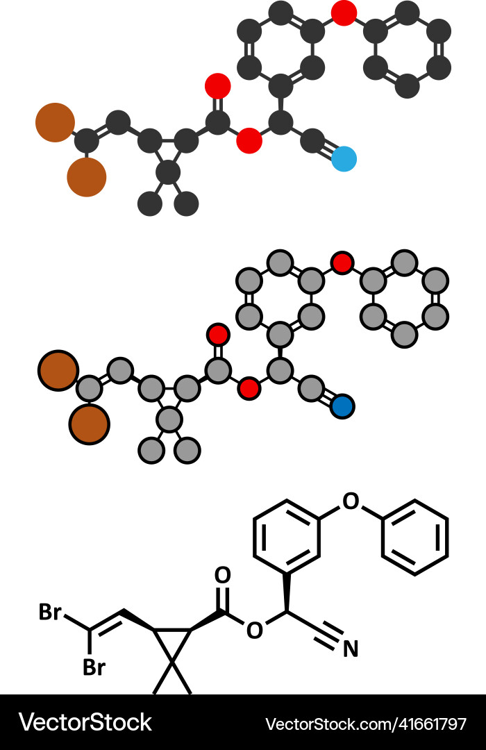 Deltamethrin insecticide molecule synthetic Vector Image