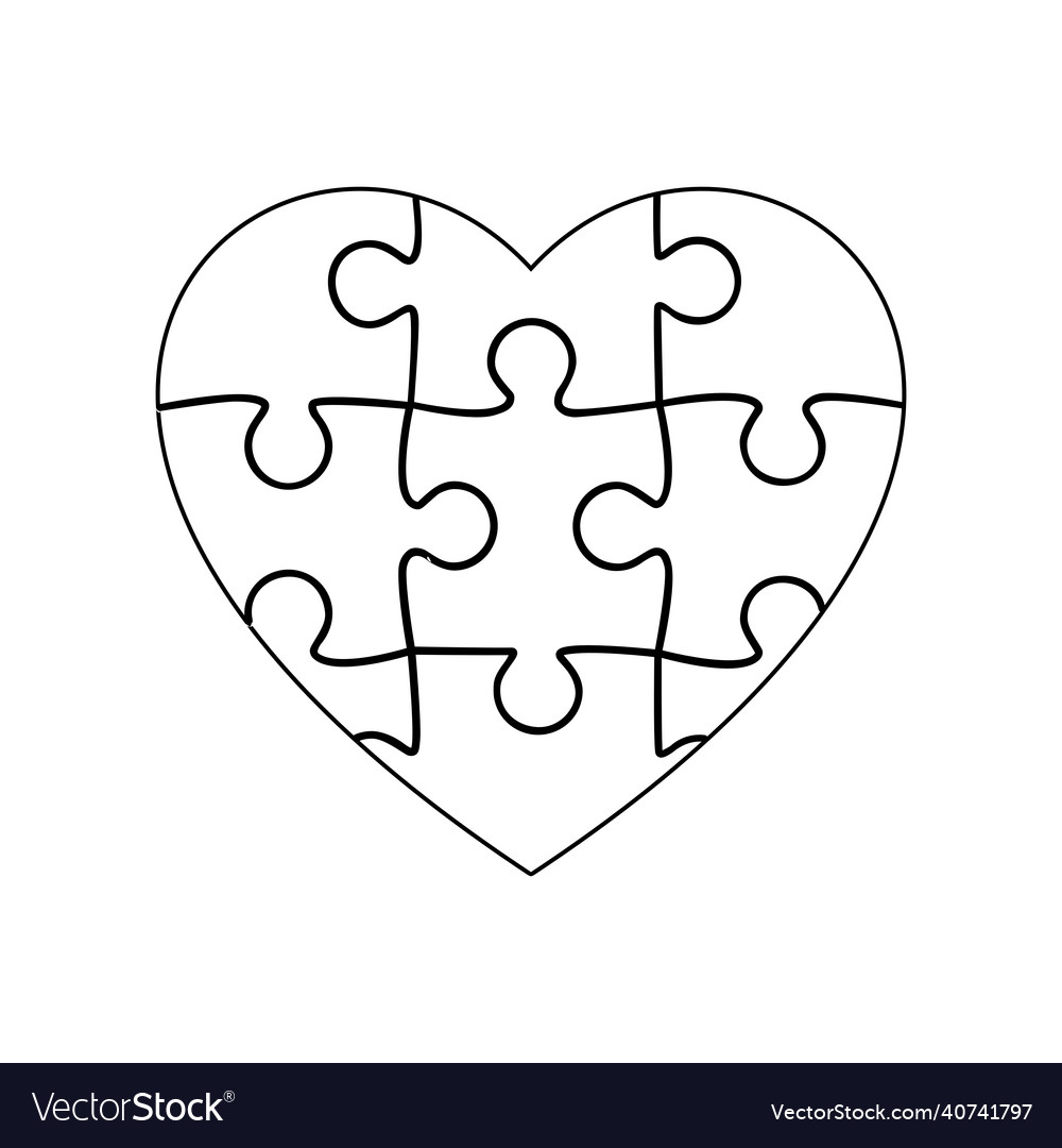 Heart jigsaw pieces icon for app and website Vector Image