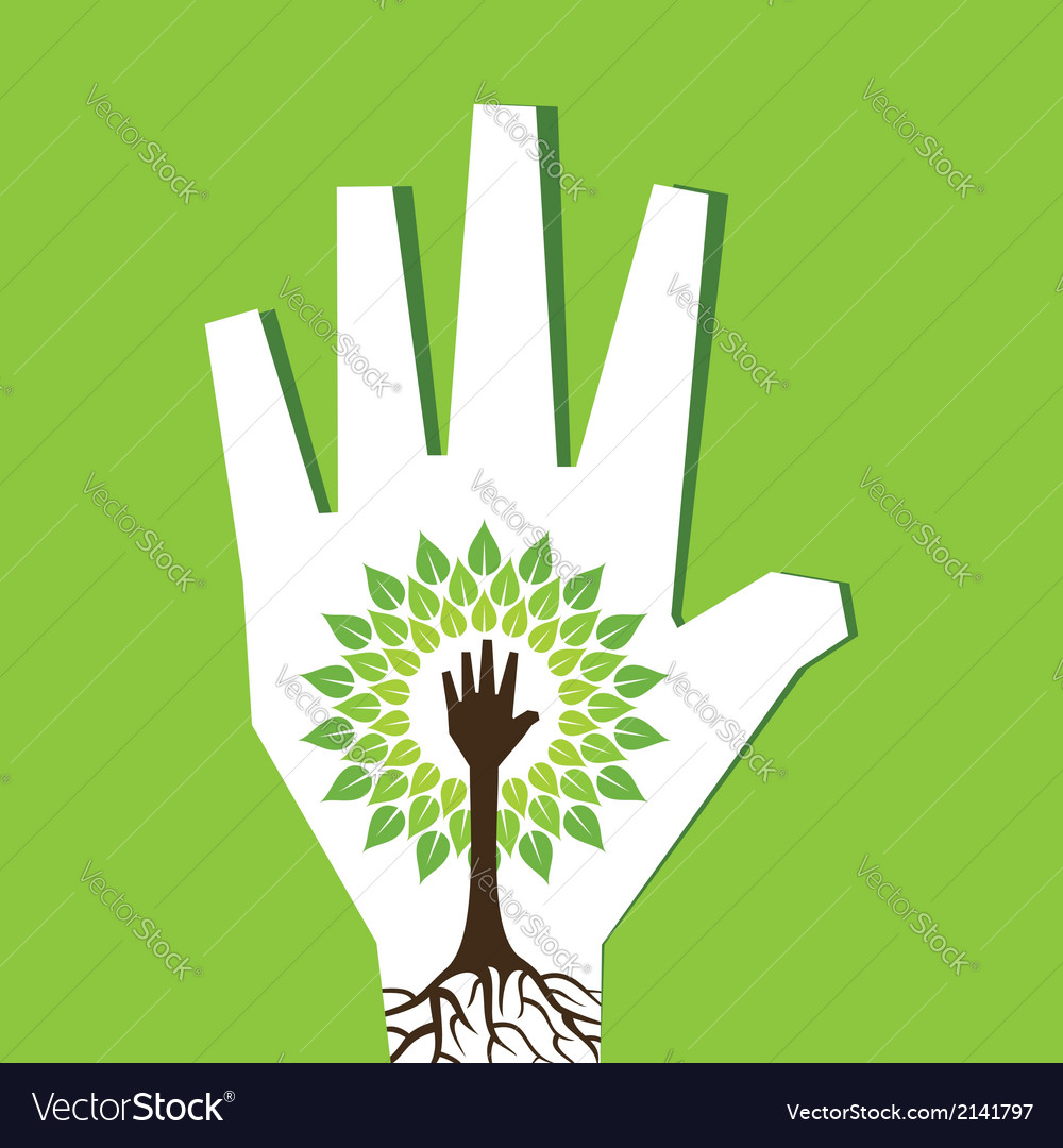 Helping hand make tree inside the tree Royalty Free Vector