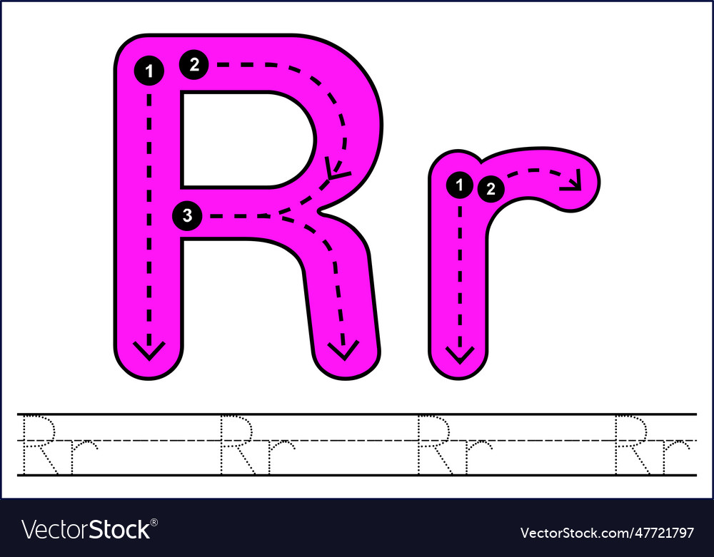 Learning english alphabet for kids letter r Vector Image