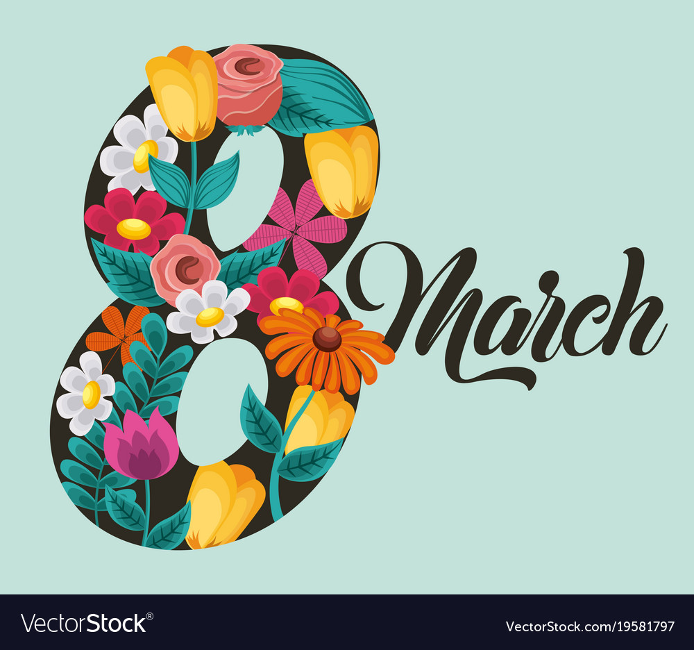 March 8 International Womens Day Greeting Card Vector Image