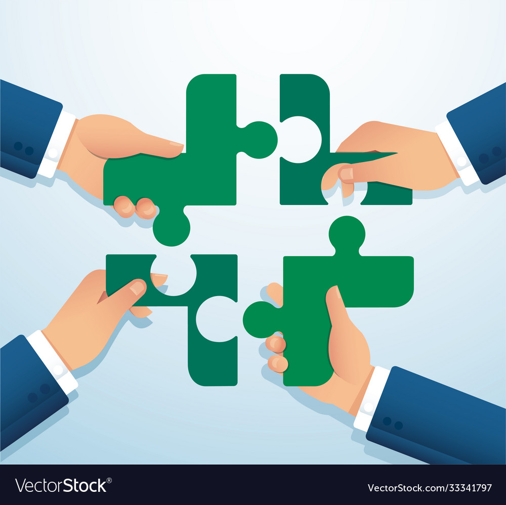 People putting puzzle madical icon together Vector Image