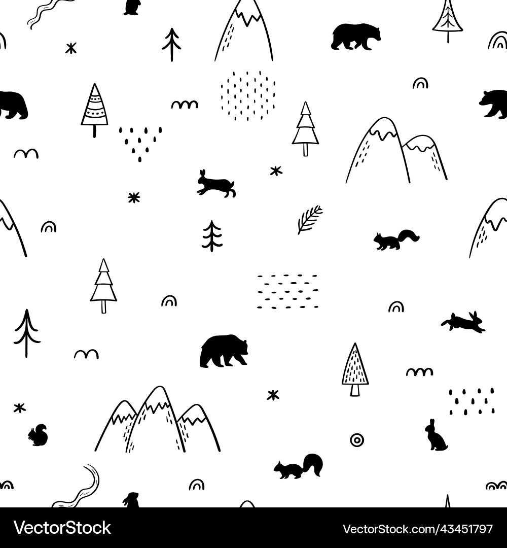 Seamless pattern with wild forest animals Vector Image