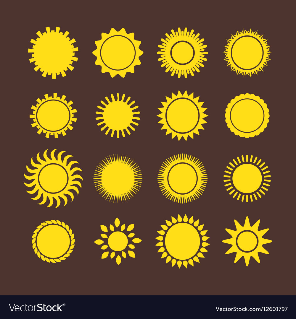 Sun icons collection Royalty Free Vector Image