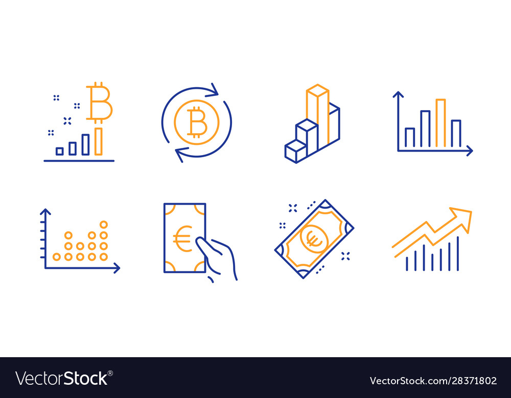 Bitcoin graph refresh and dot plot icons Vector Image