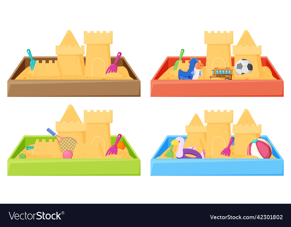 Children sand pit on white background Royalty Free Vector