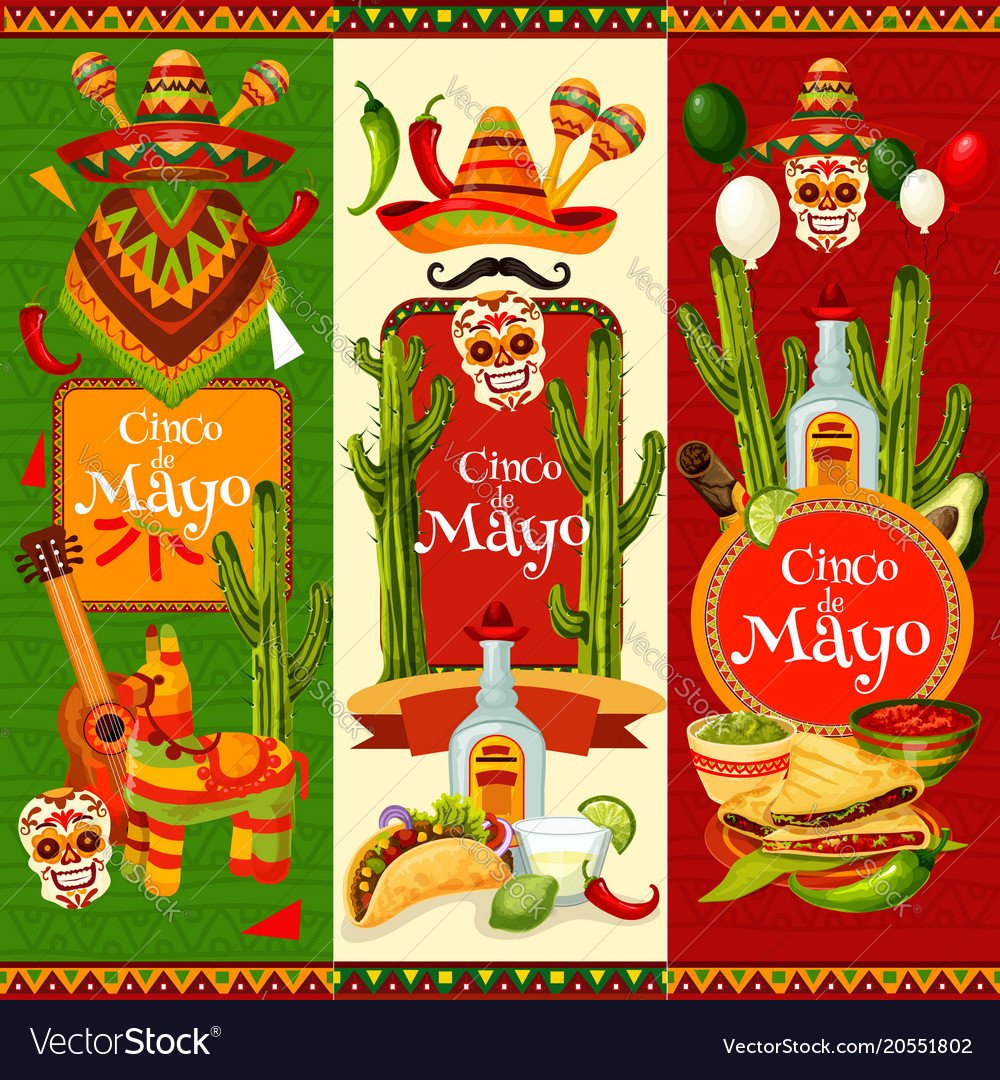 cinco de mayo banner for mexican party invitation vector image