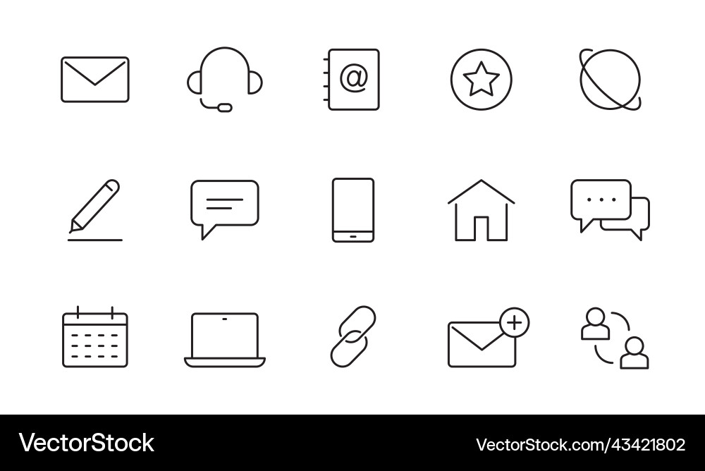 Contact address line icon set mail telephone Vector Image