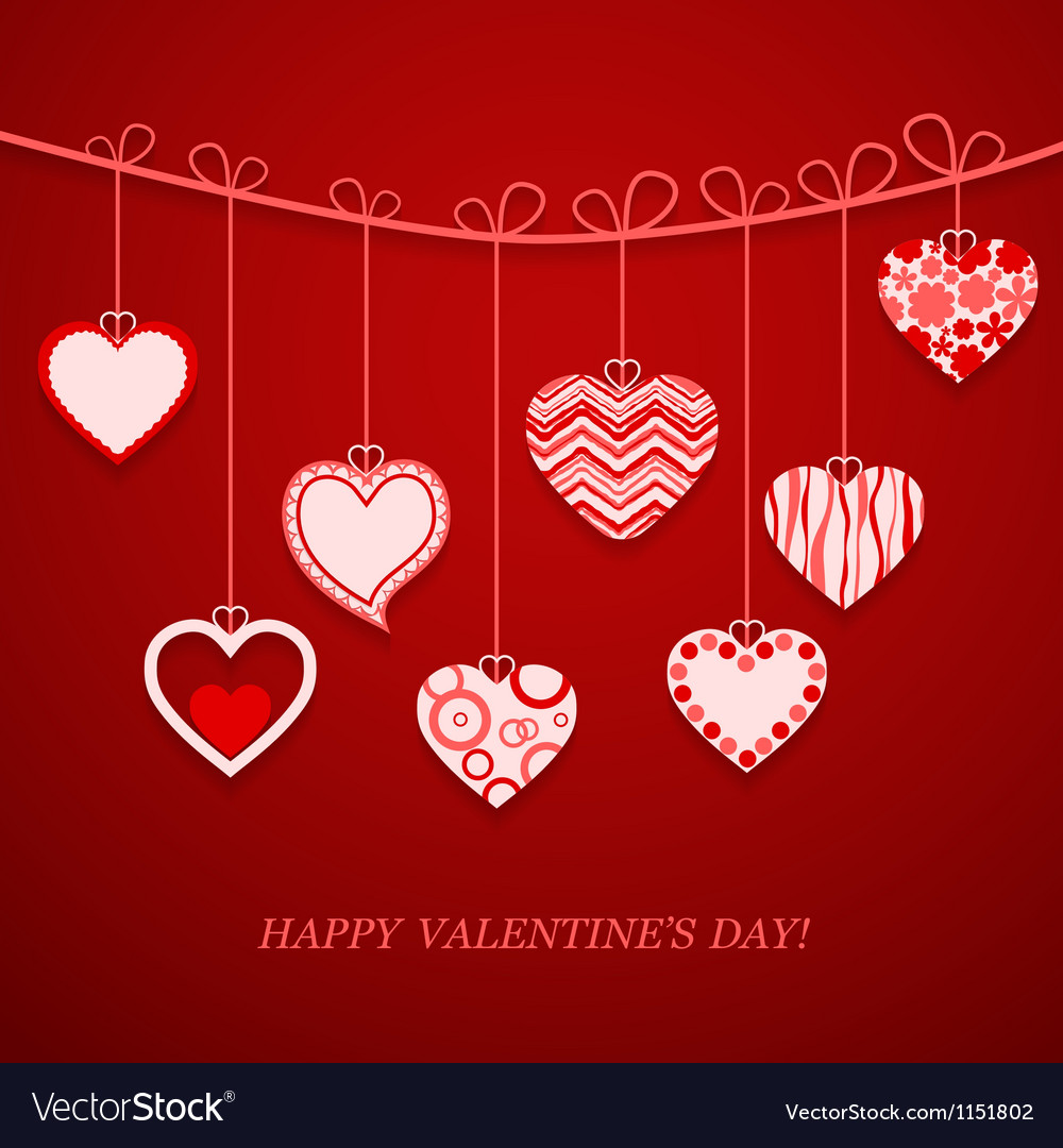 Valentine day hanging heart Royalty Free Vector Image