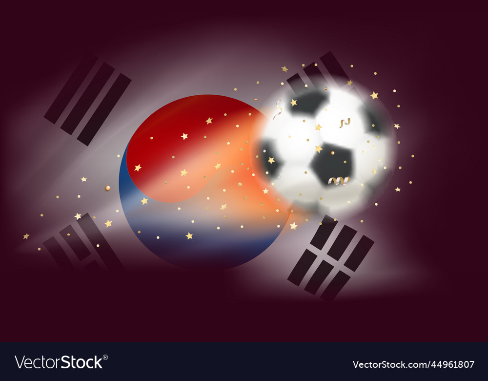 Flying soccer ball with flag of korea 3d Vector Image