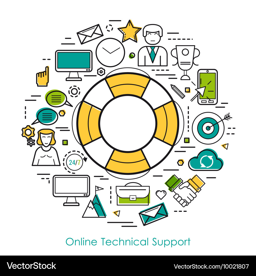 Technical support online - line concept Royalty Free Vector