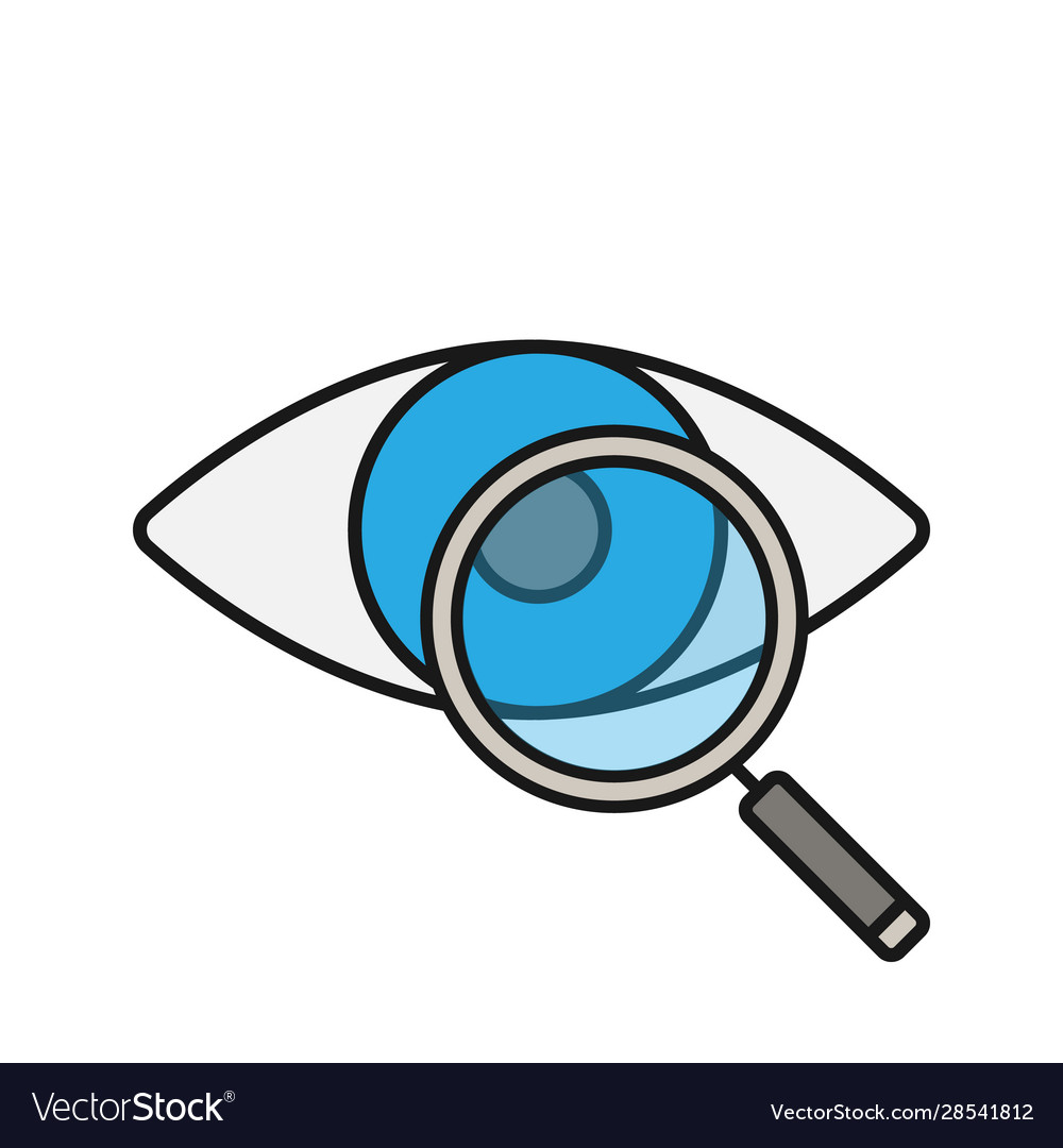 Eye with magnifying glass color icon Royalty Free Vector