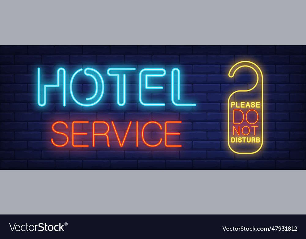 Hotel service neon sign Royalty Free Vector Image