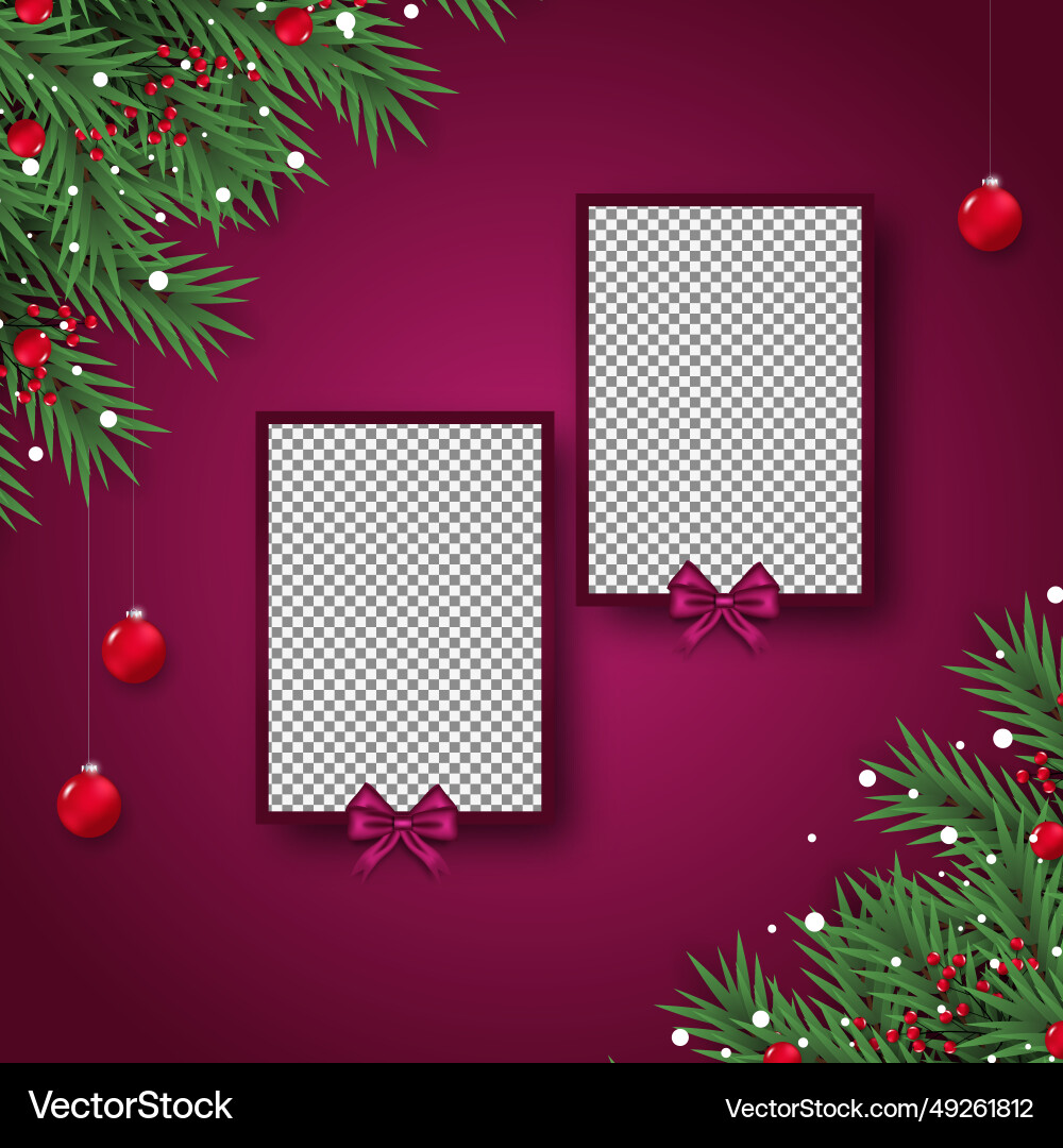 Merry christmas photo frame Royalty Free Vector Image