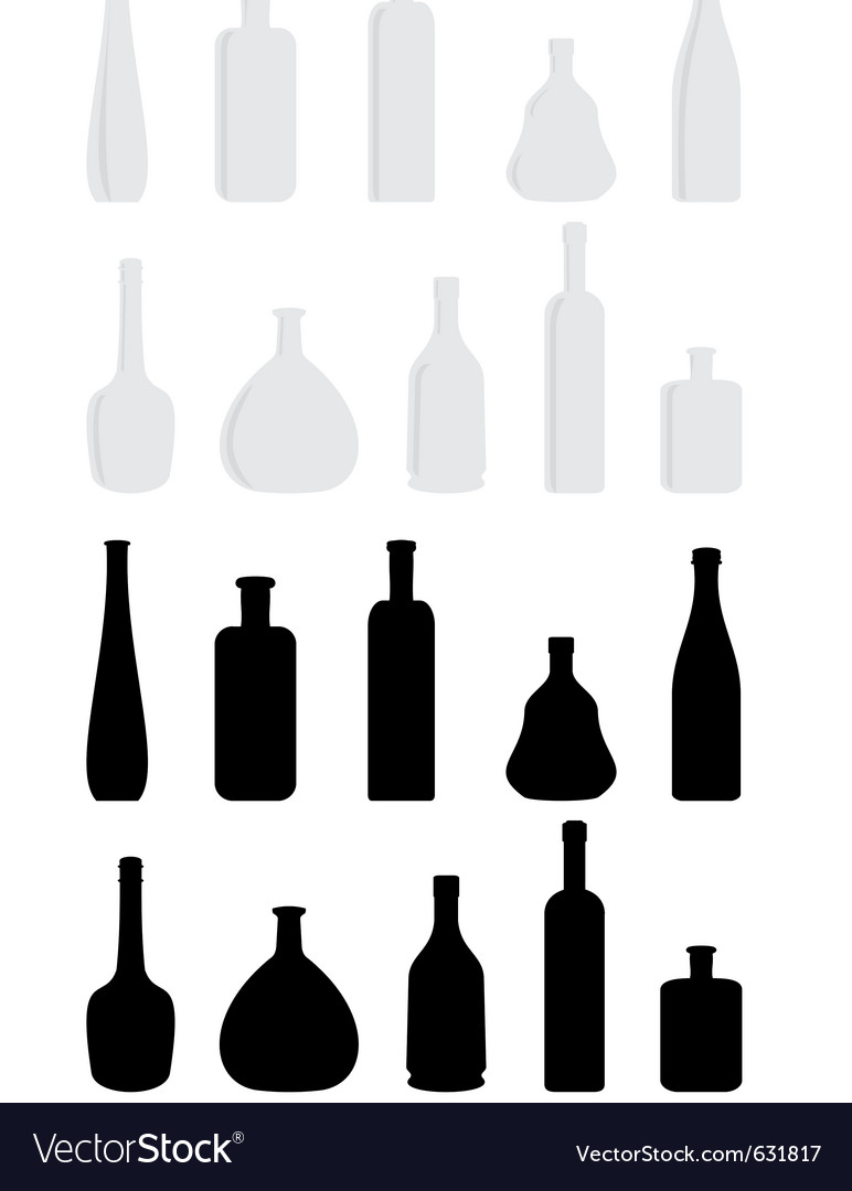 Cartoon set of wine bottles Royalty Free Vector Image