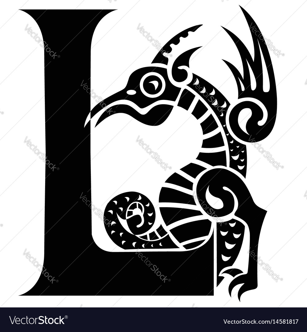 gargoyle capital letter l royalty free vector image capital letter l