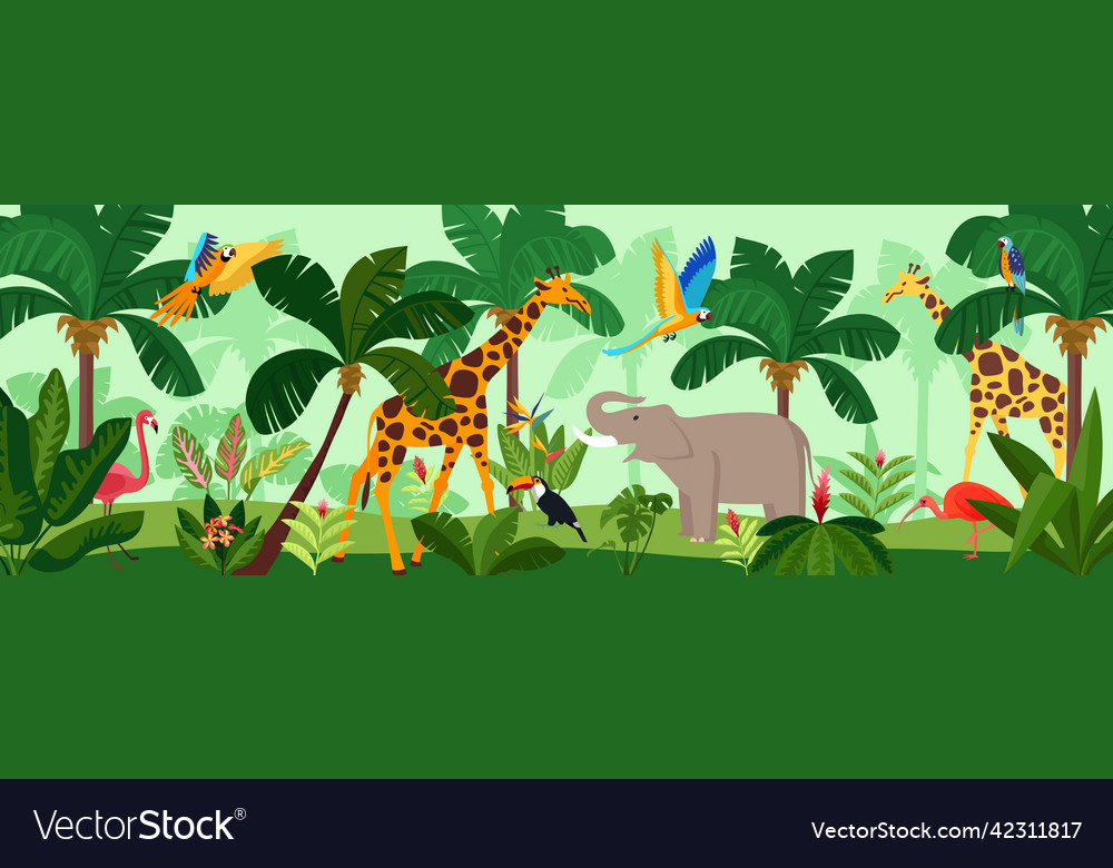 Jungle colored composition Royalty Free Vector Image