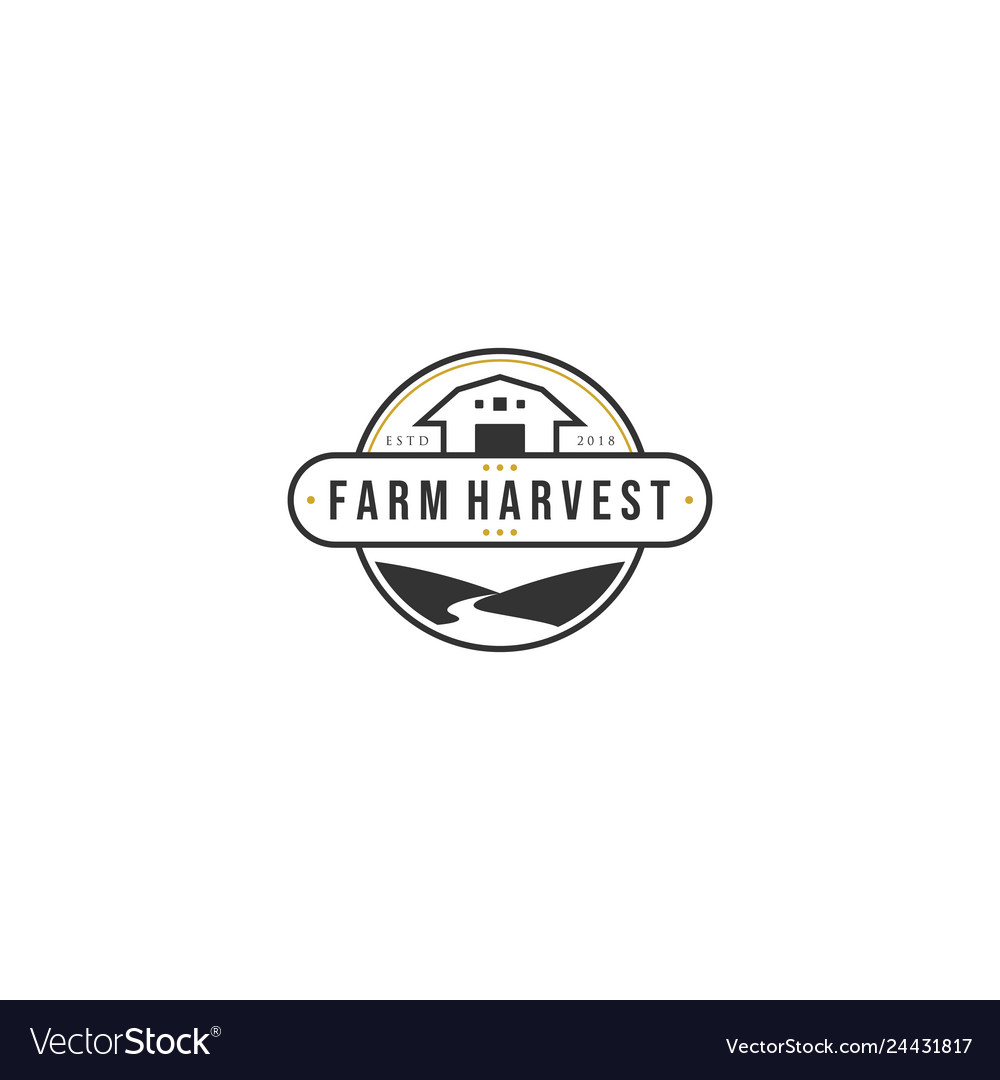 Vintage farm harvest logo designs with the rivers Vector Image