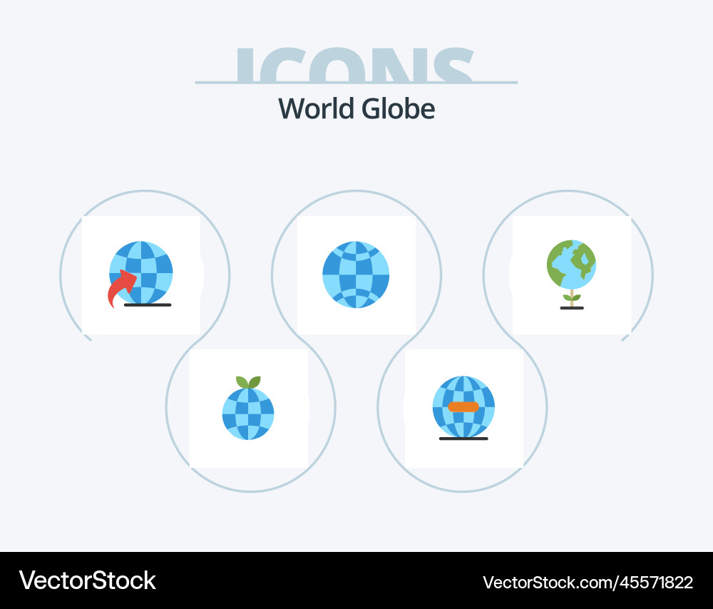 Globe flat icon pack 5 design Royalty Free Vector Image