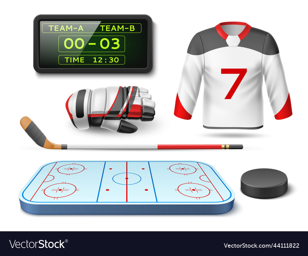 Realistic ice hockey elements 3d sport objects Vector Image