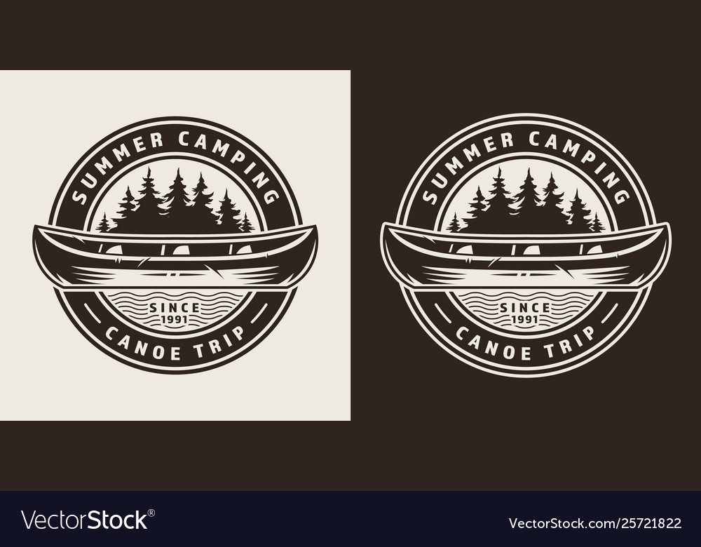 Vintage summer trip round emblem Royalty Free Vector Image