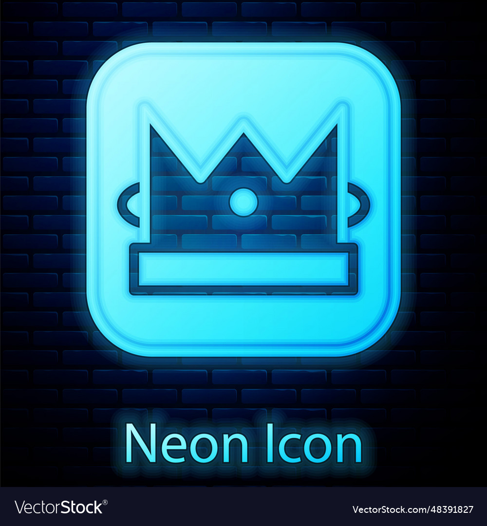Glowing neon king playing card icon isolated Vector Image