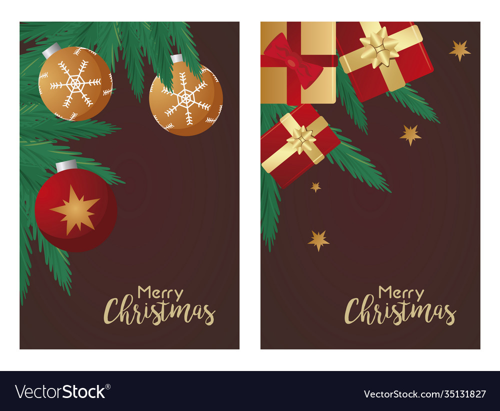 Happy merry christmas letterings cards with red Vector Image